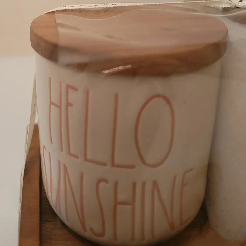 Rae Dunn “Hello Sunshine” & “Good Night” Small Jars with Lids,  NWT
